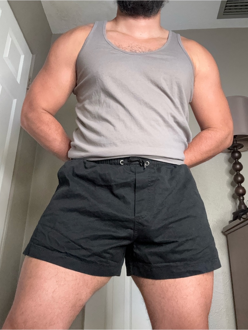 Reclaimed Vintage Men's Black Cargo Drawstring Shorts
